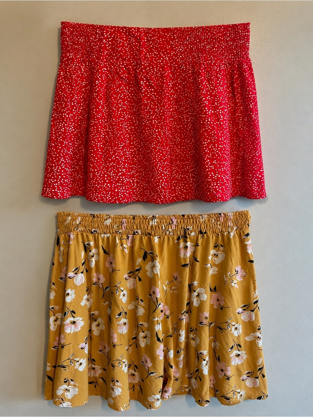 Red Dot & Mustard Floral Skirt Duo